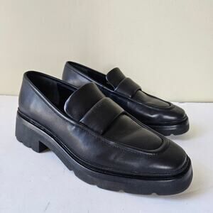 Vince Women's Leather Loafers, Size 8 / EUR 38.5 Black Chunky Square Robin Y2K